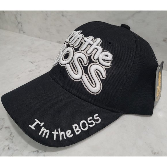 I'm The Boss Unisex Embroidered Print Black Baseball Adjustable Cap, Size OS - Picture 2 of 5